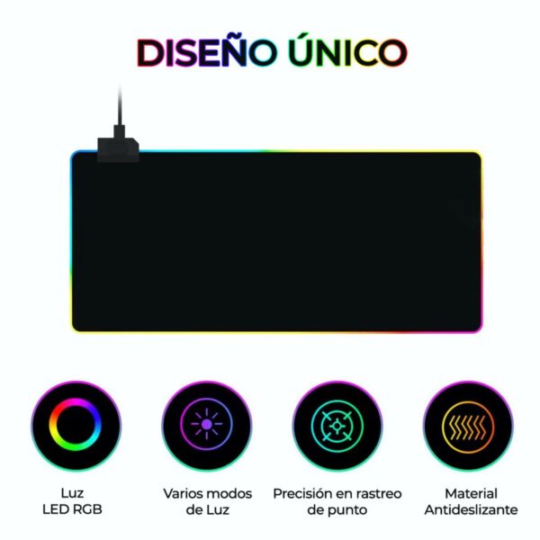 Mouse Pad Gamer Con Luz LED RGB Iluminado 90×40 CM Antideslizante