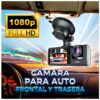 Dashcam Cámara DVR para Auto con Triple Lente Grabación HD 1080P Frontal Interior y Reversa