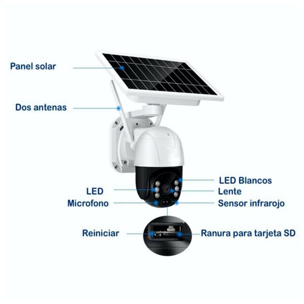 Cámara de Seguridad Solar Conexión por Chip 4G con Resolución de 2MP y Visión Nocturna