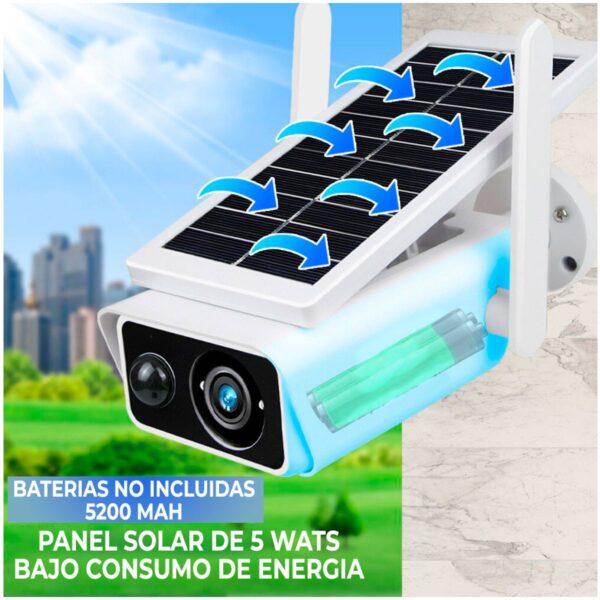 Cámara WiFi con Panel Solar 1080p Full HD Vigila Sin Cables