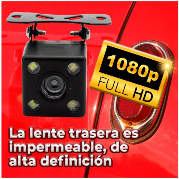Dashcam Cámara DVR para Auto con Triple Lente Grabación HD 1080P Frontal Interior y Reversa
