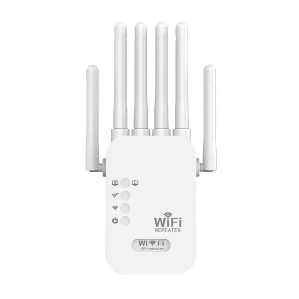 Repetidor Extensor de Señal WiFi de 1200 Mbps con 6 Antenas y Tecnología Dual Band 2.4 GHz + 5 GHz