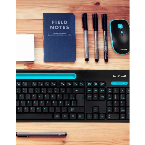 TechZone Kit Inalámbrico USB Teclado Español + Mouse Óptico 1600 DPI