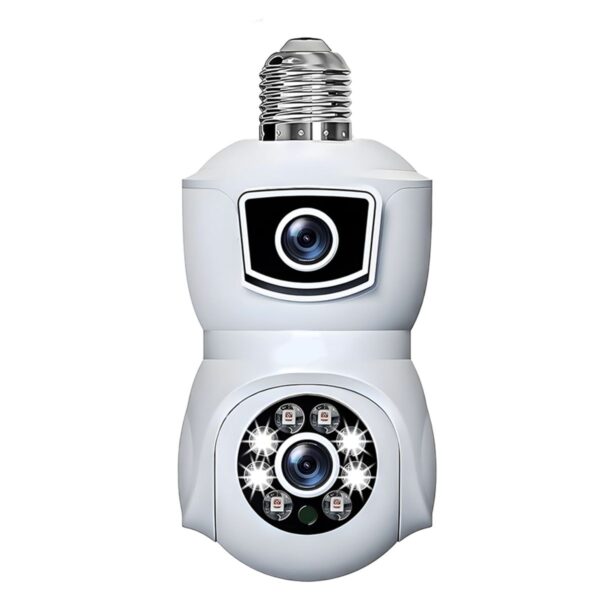 Cámara Dual de Seguridad Tipo Foco 4MP con Socket E27 – Visión Nocturna, IP66, Instalación Rápida