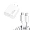 Kit Cargador Tipo C 20W + Cable USB-C a USB-C de 2m Carga Rápida y Protección Inteligente