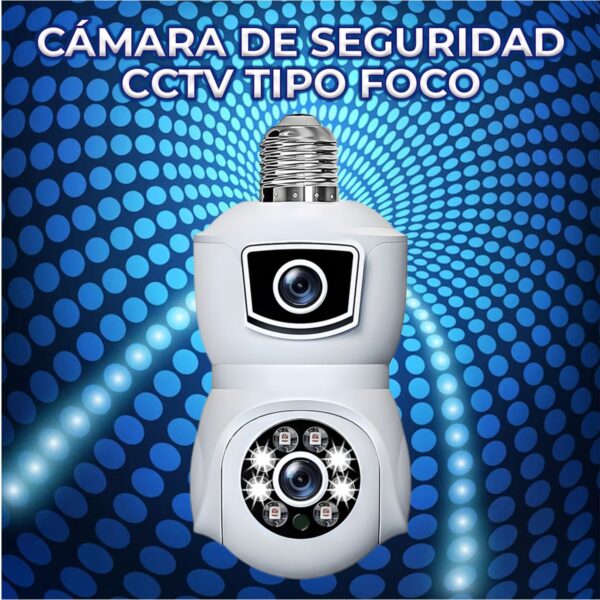 Cámara Dual de Seguridad Tipo Foco 4MP con Socket E27 – Visión Nocturna, IP66, Instalación Rápida