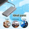 Hub USB Tipo C 11 en 1 Adaptador Multipuerto con HDMI, VGA, USB 3.0, SD/TF, LAN