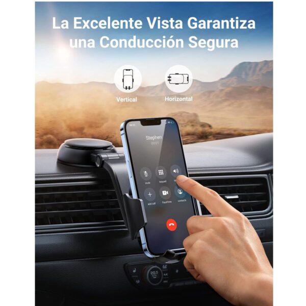 Soporte para Teléfono con Ventosa Ajuste 360° Compatible con Smartphones 4.7–7.2"