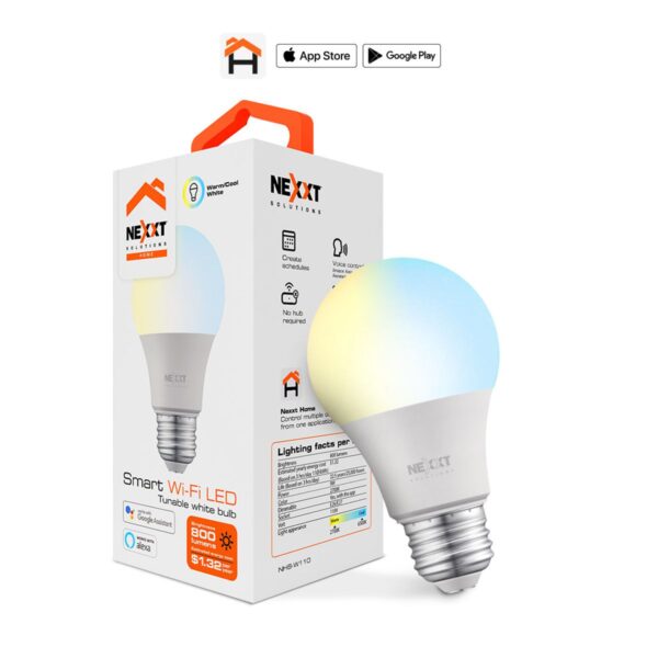 Foco LED Inteligente Wi-Fi Nexxt NHB-W110 – Luz Fría/Cálida, Control por App y Voz  800 Lúmenes