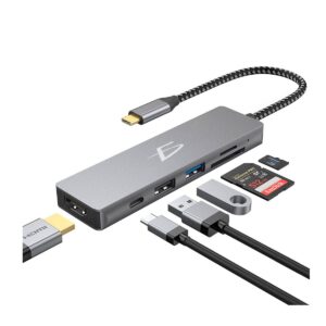 Hub Adaptador 6 en 1 – USB-C con HDMI 4K, USB 3.0, SD/MicroSD Carga Rápida hasta 100W y Alta Compatibilidad