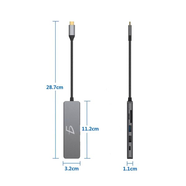 Hub Adaptador 6 en 1 – USB-C con HDMI 4K, USB 3.0, SD/MicroSD Carga Rápida hasta 100W y Alta Compatibilidad