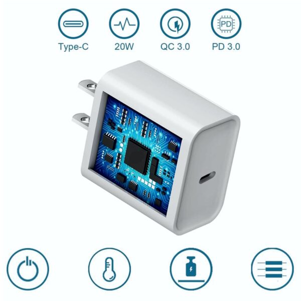 Kit Cargador Tipo C 20W + Cable USB-C a USB-C de 2m Carga Rápida y Protección Inteligente