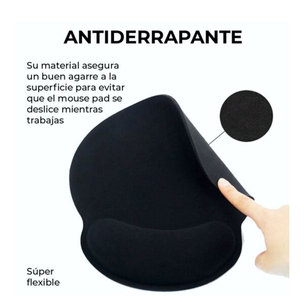 Mousepad Ergonómico Antideslizante con Descanso para Muñeca Color Negro