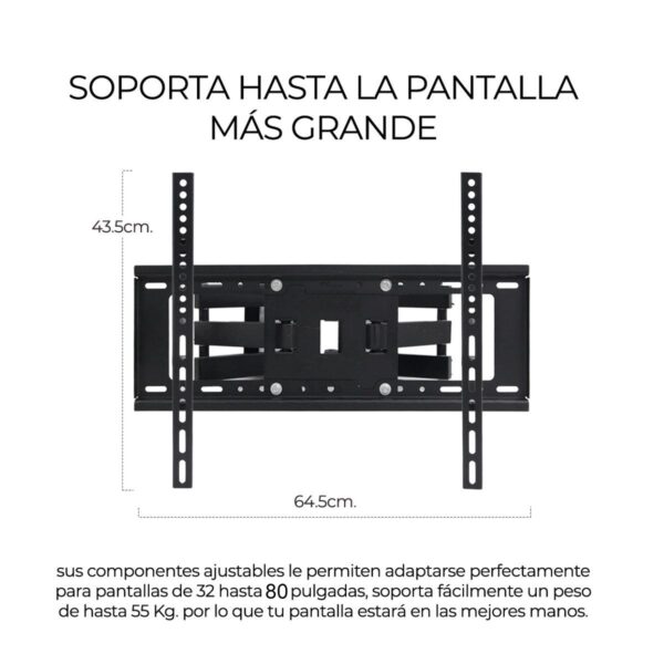 Soporte de Pared para TV/Monitor 32″ a 80″ Articulado Inclinable VESA Universal