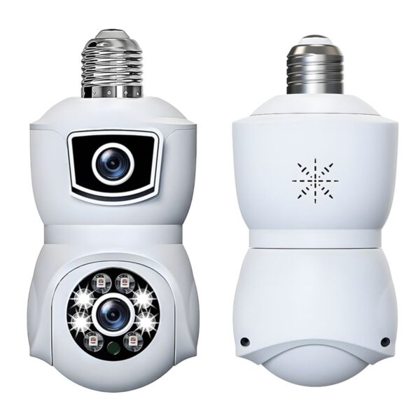 Cámara Dual de Seguridad Tipo Foco 4MP con Socket E27 – Visión Nocturna, IP66, Instalación Rápida