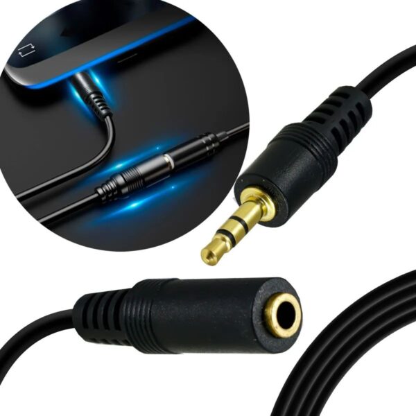 Cable Extensión Auxiliar Jack 3.5 Macho a Hembra 1.5m  Audio Estéreo
