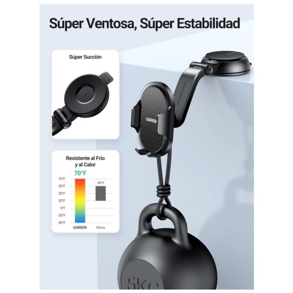Soporte para Teléfono con Ventosa Ajuste 360° Compatible con Smartphones 4.7–7.2"