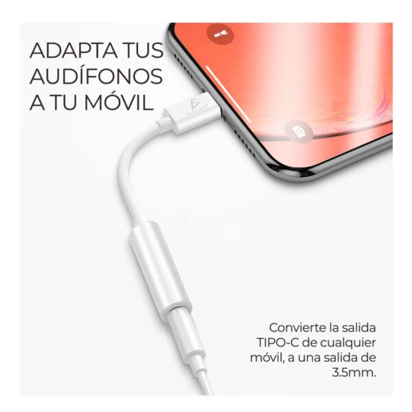 Adaptador USB Tipo-C a Jack 3.5 mm para Audífonos Compatible con Android y Smartphones sin Entrada Auxiliar