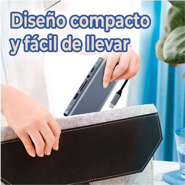 Hub USB Tipo C 11 en 1 Adaptador Multipuerto con HDMI, VGA, USB 3.0, SD/TF, LAN