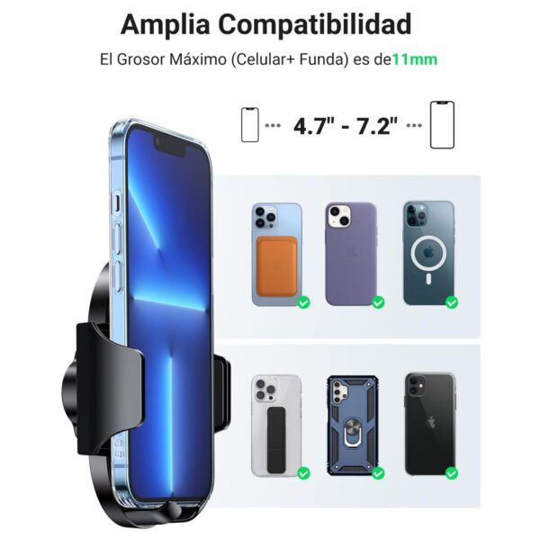 Soporte para Teléfono con Ventosa Ajuste 360° Compatible con Smartphones 4.7–7.2"
