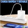 Kit Cargador Tipo C 20W + Cable USB-C a USB-C de 2m Carga Rápida y Protección Inteligente