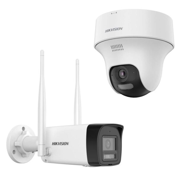 Kit de Videovigilancia IP Inalámbrico Hikvision 2MP 1 Cámara Bala + 1 Domo Audio Bidireccional WiFi H.265+