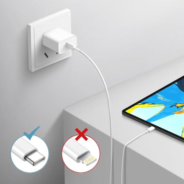 Kit Cargador Tipo C 20W + Cable USB-C a USB-C de 2m Carga Rápida y Protección Inteligente