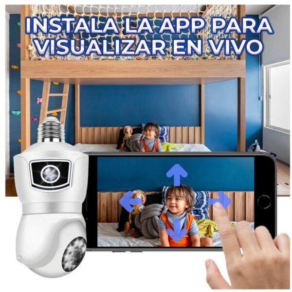 Cámara Dual de Seguridad Tipo Foco 4MP con Socket E27 – Visión Nocturna, IP66, Instalación Rápida