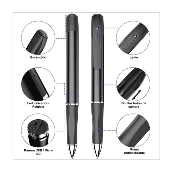 Bolígrafo Espía con Cámara Oculta Full HD  Grabación de Video y Audio W8