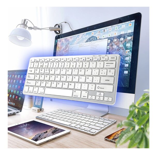 Mini Teclado Inalámbrico Bluetooth Compatible con Mac, Windows, Android y Smart TV