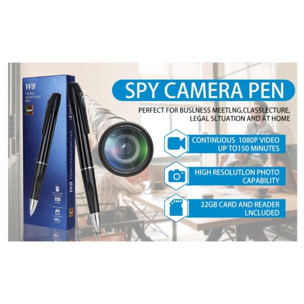Bolígrafo Espía con Cámara Oculta Full HD  Grabación de Video y Audio W8