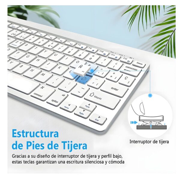 Mini Teclado Inalámbrico Bluetooth Compatible con Mac, Windows, Android y Smart TV