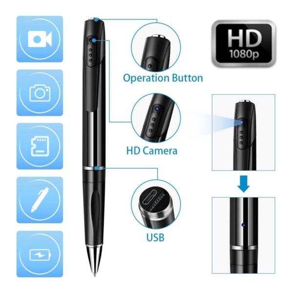 Bolígrafo Espía con Cámara Oculta Full HD  Grabación de Video y Audio W8