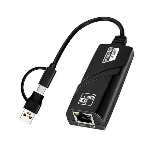 Adaptador Ethernet USB-C a Gigabit 10/100/1000 Mbps Compatible con PC, Notebook y Mac