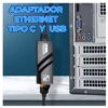 Adaptador Ethernet USB-C a Gigabit 10/100/1000 Mbps Compatible con PC, Notebook y Mac