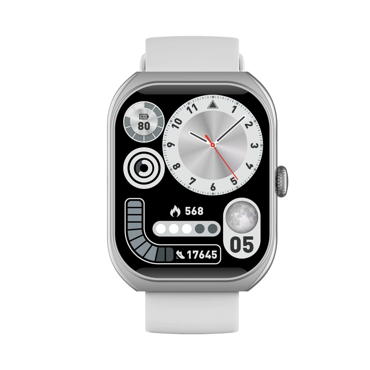 Smart Watch Deportivo con Pantalla Curva de 2" Sumergible Llamadas Bluetooth Carga Inalámbrica Asistente IA Gris