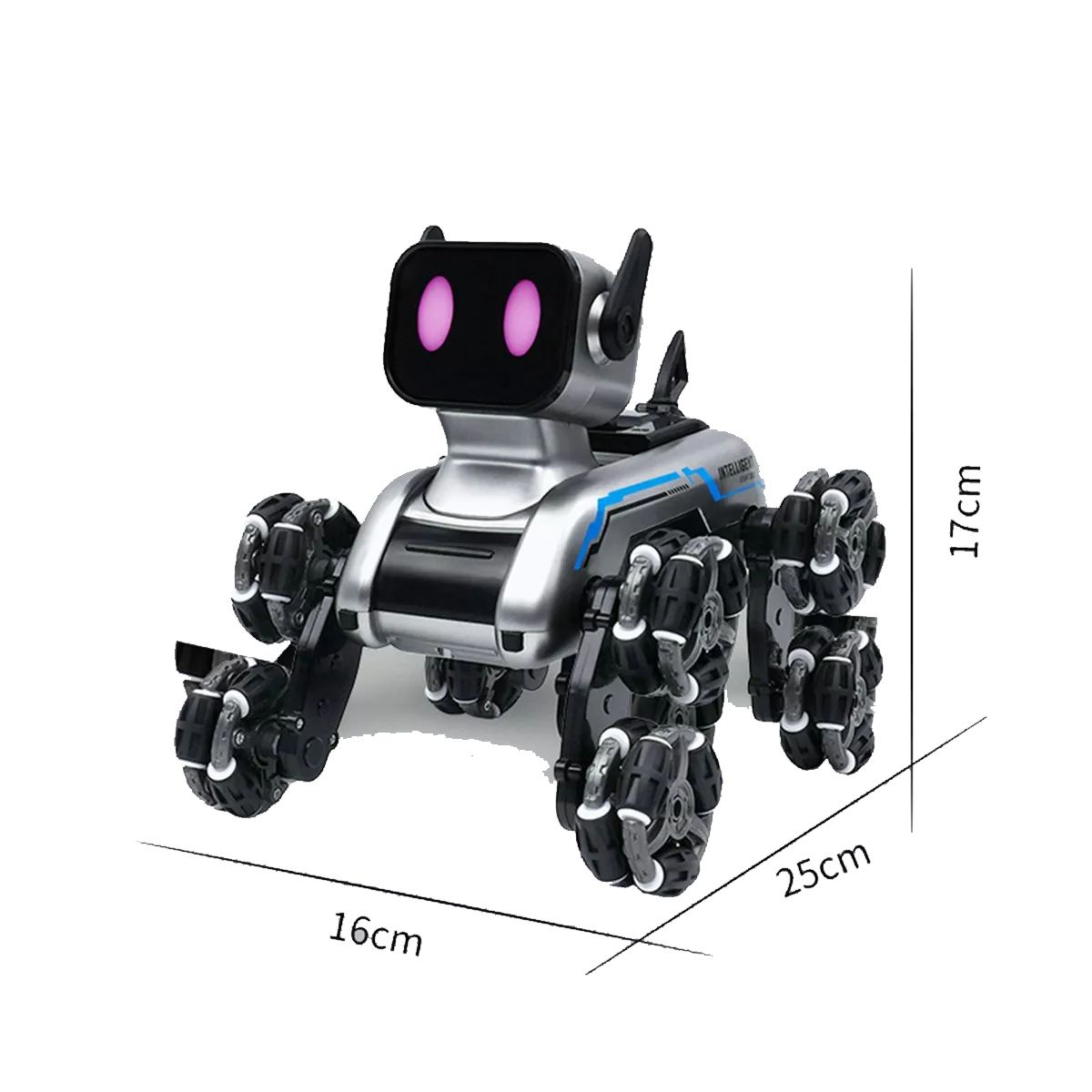 Robot de Juguete RC Perro 8WD Control Remoto, Luces LED RGB, Sonido y Efecto de Humo