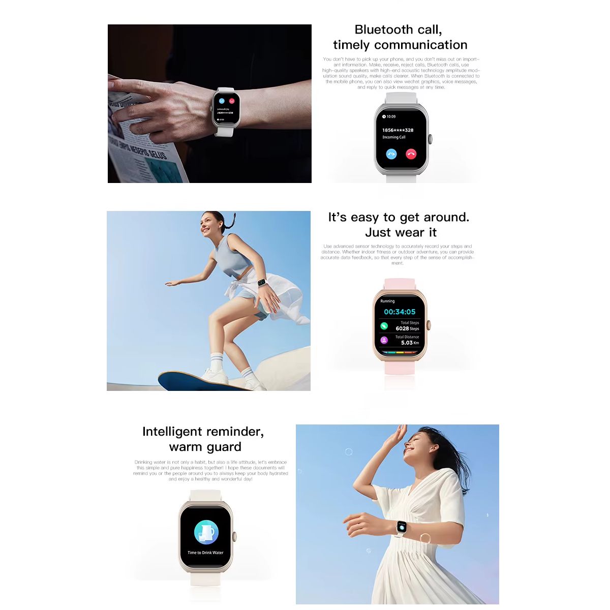 Smart Watch Deportivo con Pantalla Curva de 2" Sumergible Llamadas Bluetooth Carga Inalámbrica Asistente IA Gris