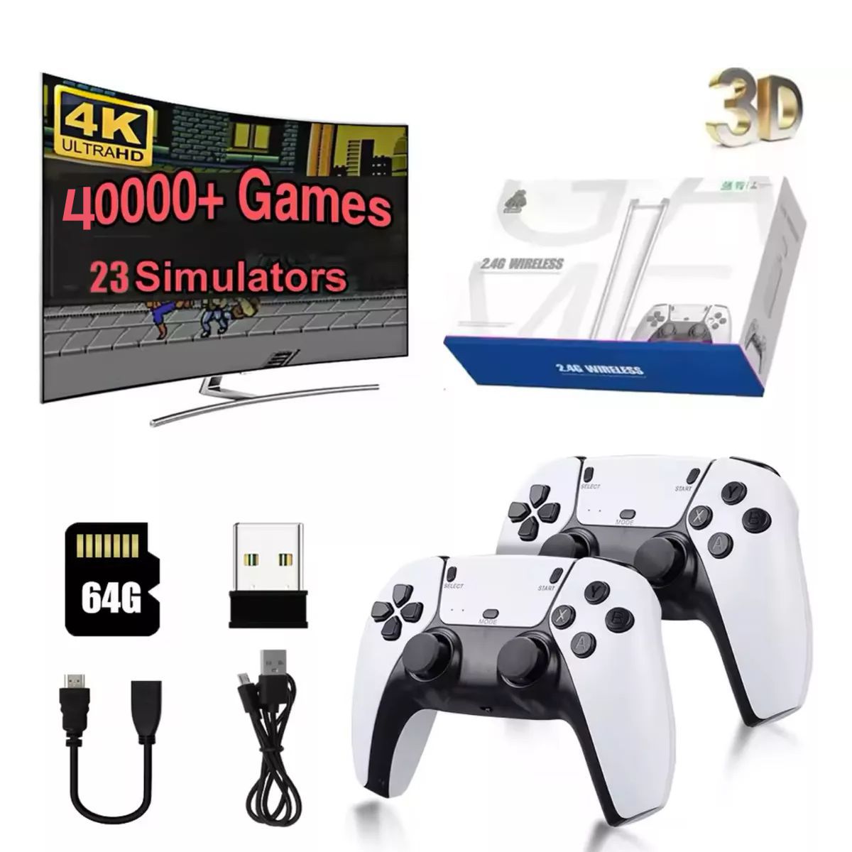 Consola Retro Game Stick M8Pro 40000 Titulos 4K HDMI Incluye 2 Controles Inalámbricos