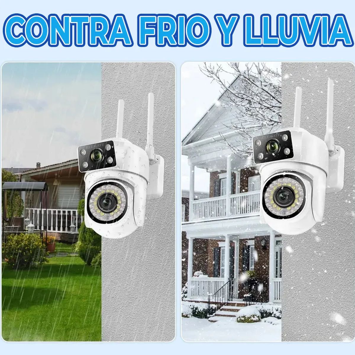 Cámara de Seguridad Exterior WiFi 2.4GHz 360° PTZ 4MP HD Visión Nocturna a Color y Audio Bidireccional