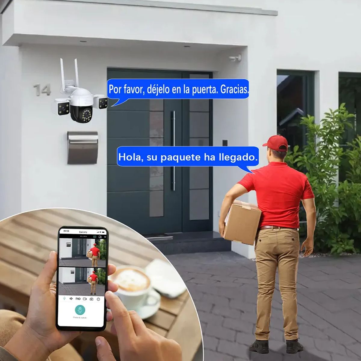 WEB.798 Cámara de Seguridad WiFi 2.4 GHz 360° con 3 Lentes 6MP HD Exterior Impermeable
