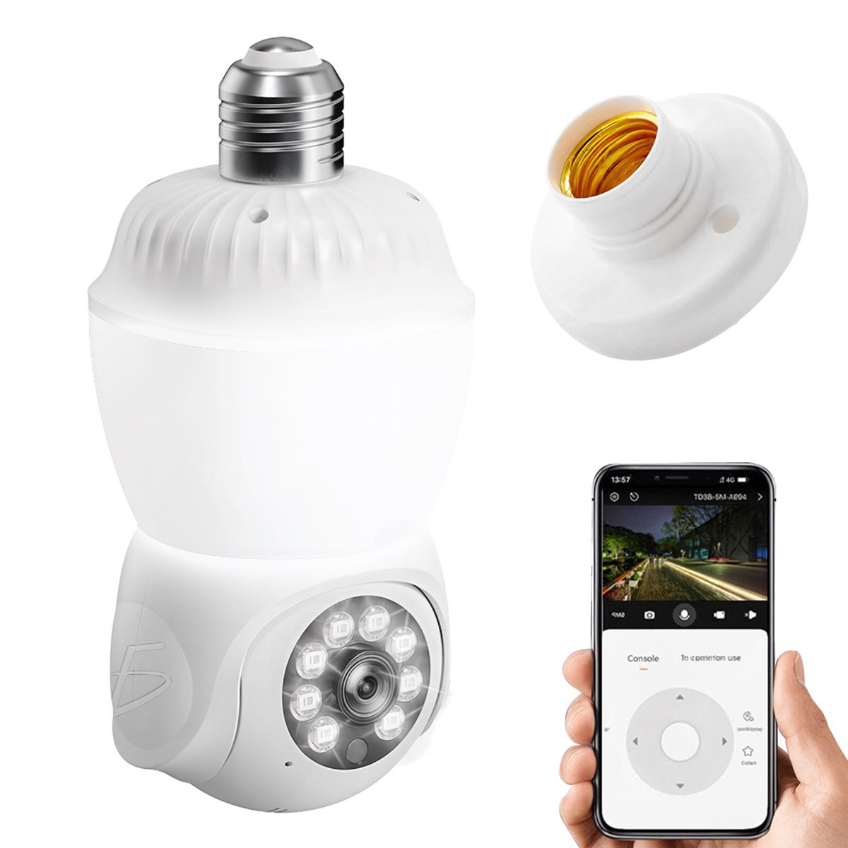 Foco LED Inteligente con Cámara WiFi 2.4GHz 1080P HD 355° PTZ Visión Nocturna y Detección de Movimiento