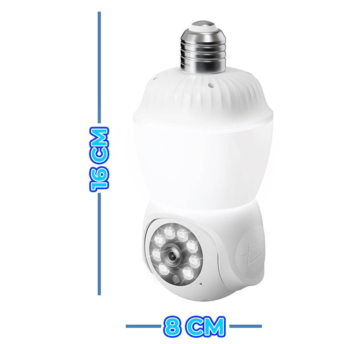 Foco LED Inteligente con Cámara WiFi 2.4GHz 1080P HD 355° PTZ Visión Nocturna y Detección de Movimiento