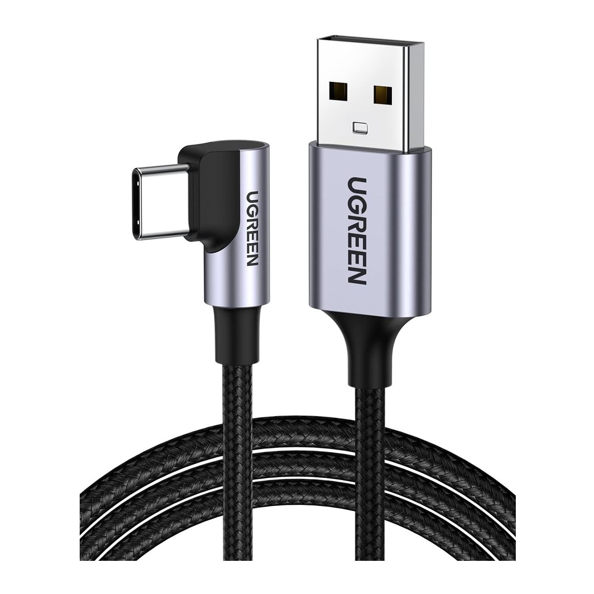 Ugreen Cable USB-A a USB-C de 2 Metros Conector en Ángulo Recto 90° Carga Rápida 60W y Transferencia de Datos