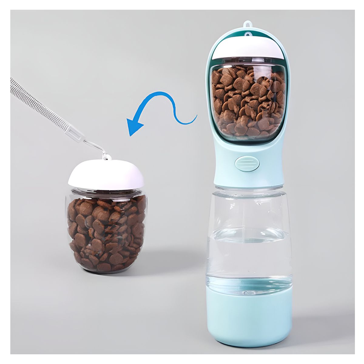Botella Portátil 3 en 1 para Perros Agua Fresca, Plato Plegable y Porta Bolsas Ideal para Paseos y Viajes