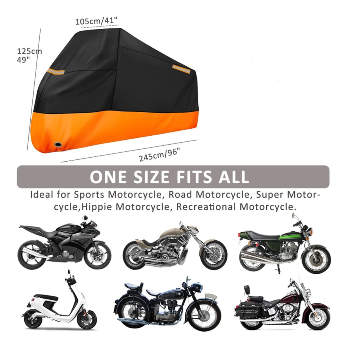 Funda Protectora Impermeable para Motos y Bicicletas Repelente UV, Talla L, Color Naranja