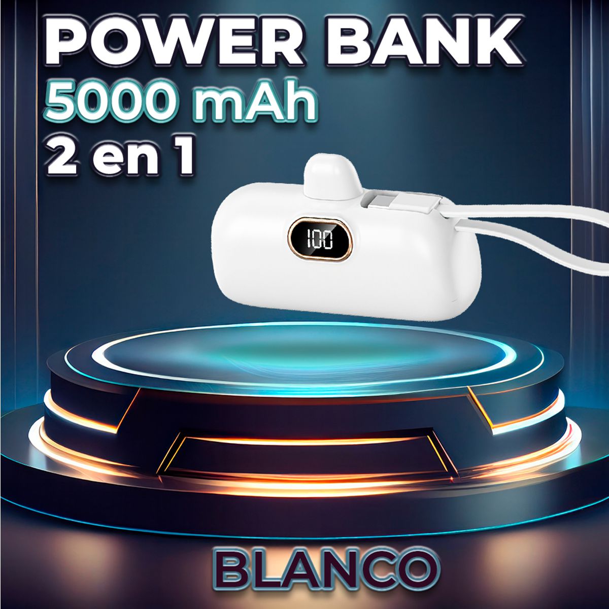 Power Bank de Bolsillo 5000 mAh Carga Rápida 22.5W PD Compacto y Portátil Lightning y Tipo C