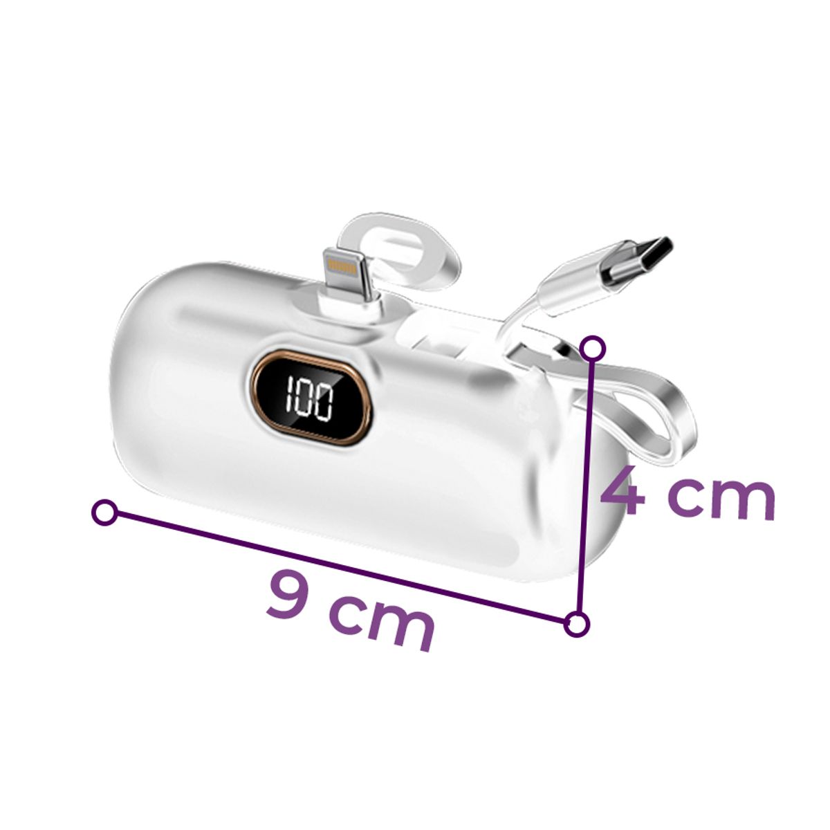Power Bank de Bolsillo 5000 mAh Carga Rápida 22.5W PD Compacto y Portátil Lightning y Tipo C