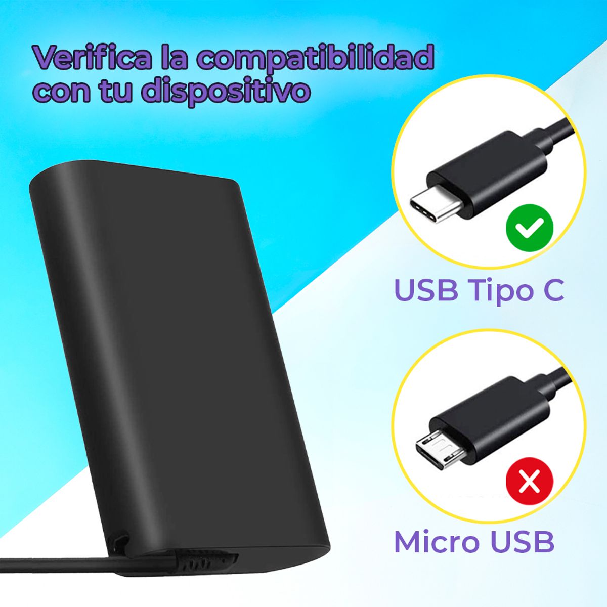 Cargador Laptop Compatible Dell USB Tipo-C 45W  Energía Segura y Rápida para Tu Computadora