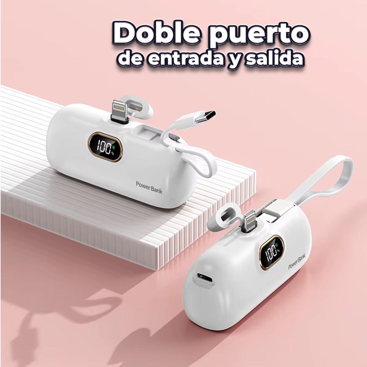 Power Bank de Bolsillo 5000 mAh Carga Rápida 22.5W PD Compacto y Portátil Lightning y Tipo C